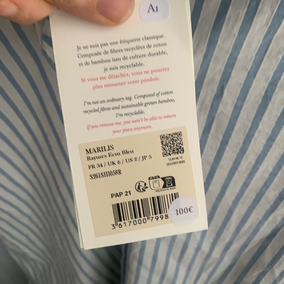 Sezane Sky Blue and White Striped Shirt - Picture 12 of 13